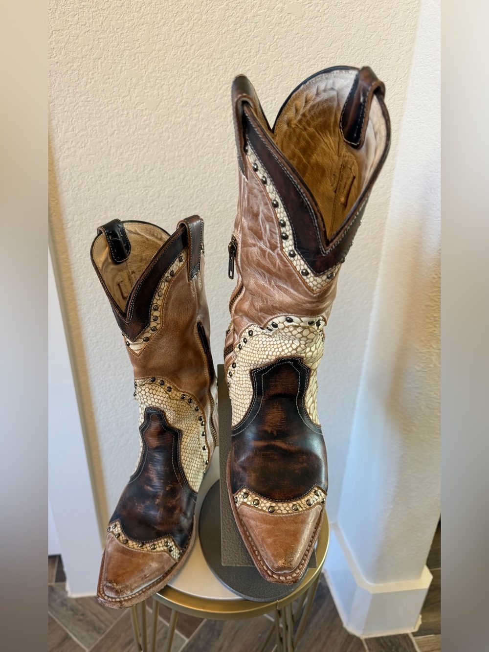 Freebird Warner Brown and Cream Western Leather Cowboy Boots